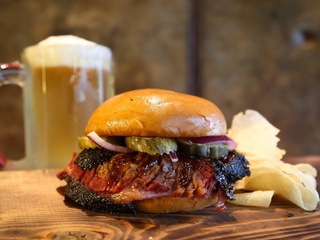 Cousin's Bar-B-Q brisket sandwich