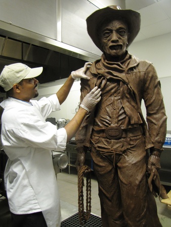 Deborah Elias, My Favorite Things, March 2013, Chef Mahesh with chocolate cowboy, Hilton Americas