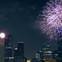 moon, fireworks, Houston, skyline