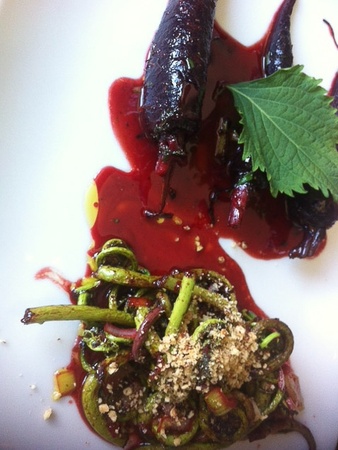 News_Roots Bistro_fiddle head fern_glazed baby carrots