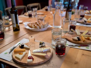 cheese plates and drinks at Antonelli's Cheese Shop