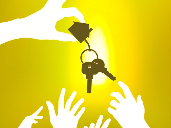house, key, hands