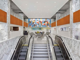 lobby of Starr building with Seymour Fogel mural
