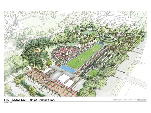 Centennial Gardens at Hermann Park, rendering, aerial, November 2012