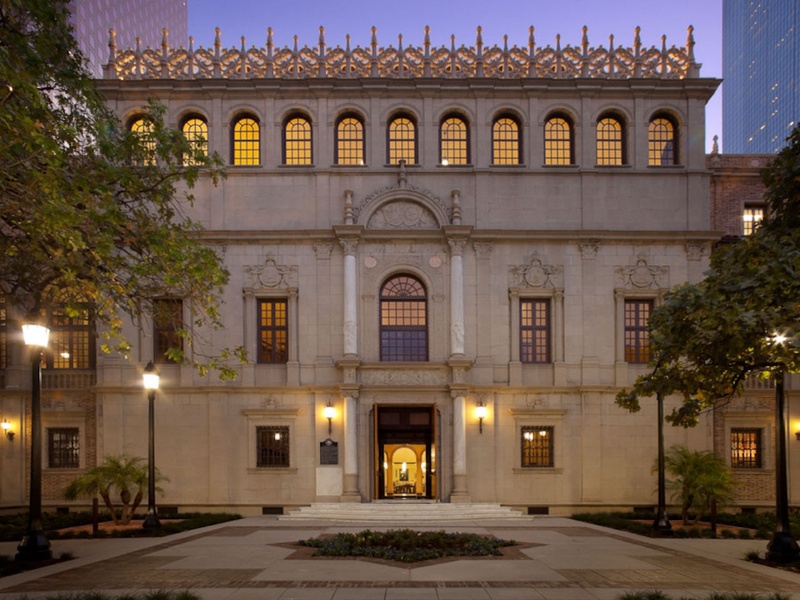 Julia Ideson Library, at night