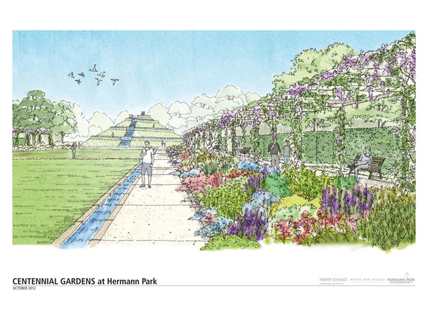 Centennial Gardens at Hermann Park, rendering, sidewalk, November 2012