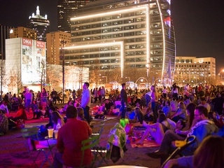 Klyde Warren Park at night