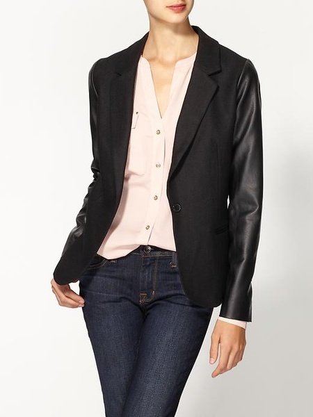 Piperlime Tinley Road Vegan Leather Sleeve Blazer
