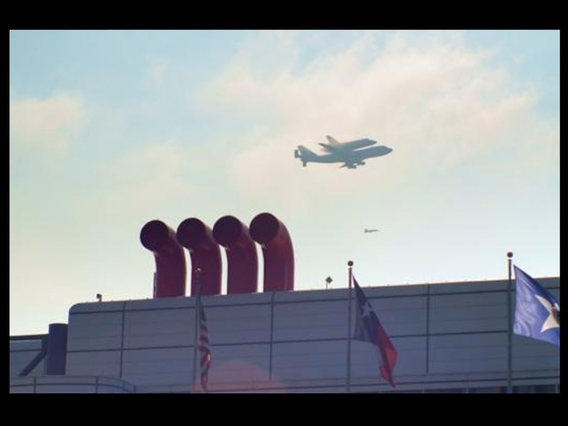 Shuttle Endeavour, flyover, George R. Brown Convention Center
