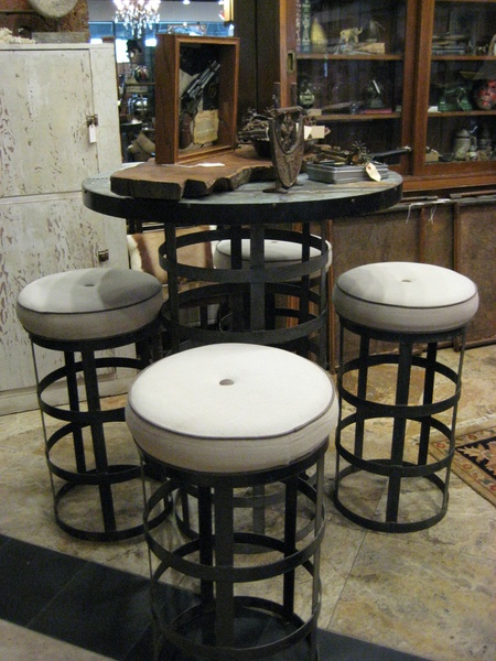 The Revolving Vault, industrial table with stools, September 2012