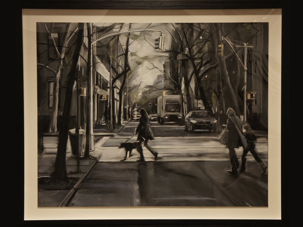 Houston Fine Arts Fair, recap, September 2012, Susan Grossman, First Day for Coats, 2011, charcoal and pastel on paper mounted