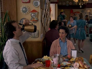 Bill Murray and Andy MadDowell in a diner from Groundhog Day