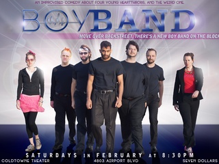 poster for Boy Band, an improvised comedy at Coldtowne Theater