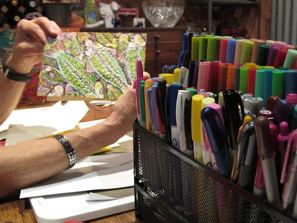 2, Katie Oxford, Stephen Humble, February 2013, Stephen’s pens and a birthday card for Bene, who Stephen says, “likes to fish.”