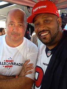 Andrew Zimmern, Bun B, tailgating, November 2012