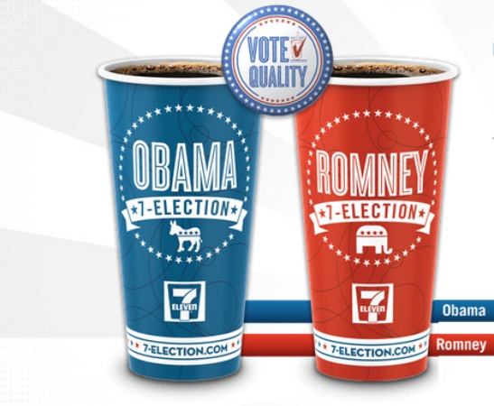 Obama and Romney coffee cups