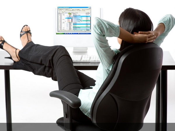 feet on desk, self-employed