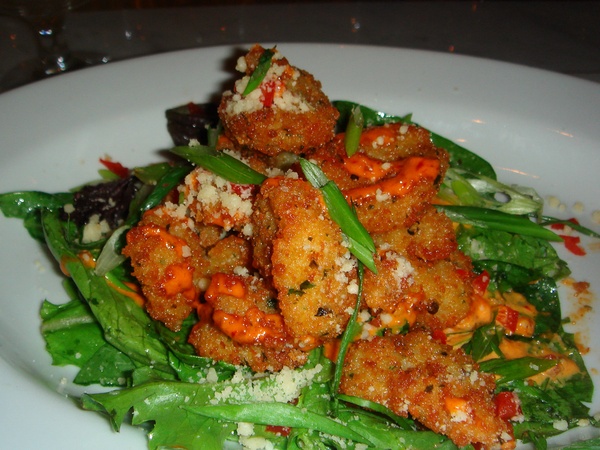 Davon, Reverse Happy Hour, August 2012, Crispy, breaded Shrimp Piccante drizzled with spicy aioli, Brio, River Oaks