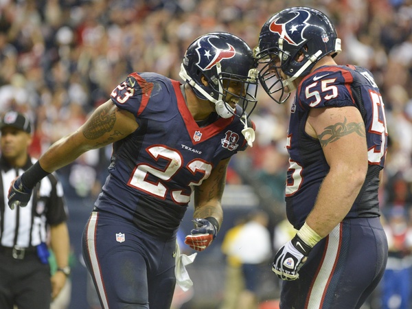 Arian Foster Chris Myers celebrate