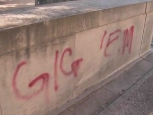 Texas A&M, University of Texas, graffiti, Gig 'em, October 2012