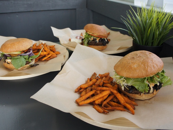 Tyler, veggie burgers, October 2012, Green Seed Vegan