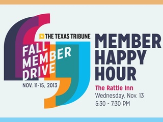 flyer for Texas Tribune Fall Membership Drive Members' Happy Hour