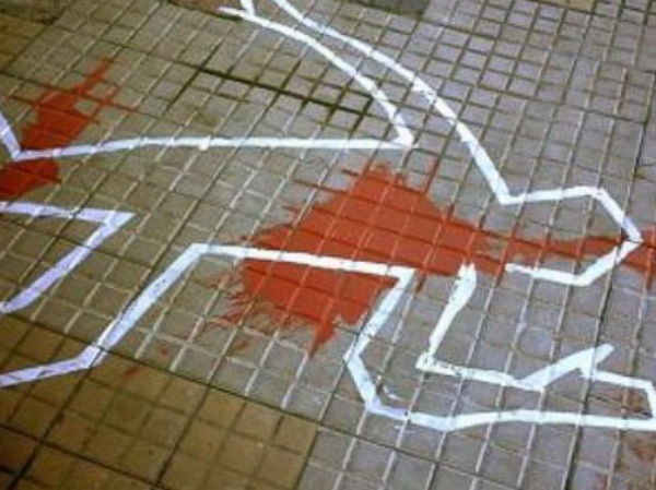 chalk outline, chalk body, blood