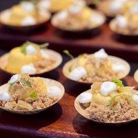 Art Bites Event at the Russell Collection in Austin Sway Kabocha Squash Cheese Cake Chef Alexis Chong Artist Maxine Price
