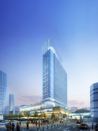 Marriott Marquis Hotel, RIDA Development, Discovery Green, December 2012, Ground Level View 02