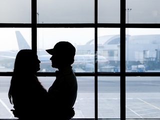 Meet at the Airport couple silhouette