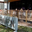 Haven, patio, crowd, sign