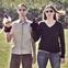 Edward J. Anttila and Alecia Fryman show off their puppet counterparts.
