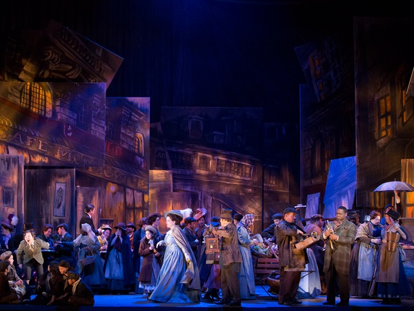 Houston Grand Opera, Puccini’s La bohème, Christmas Eve, cast, stage, October 2012