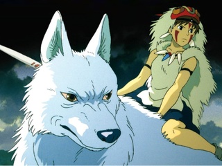 Hayao Miyazaki film Princess Monoke with wolf