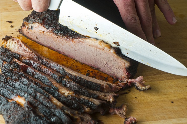 Sliced brisket at 3 Stacks Smoke & Tap House in Frisco
