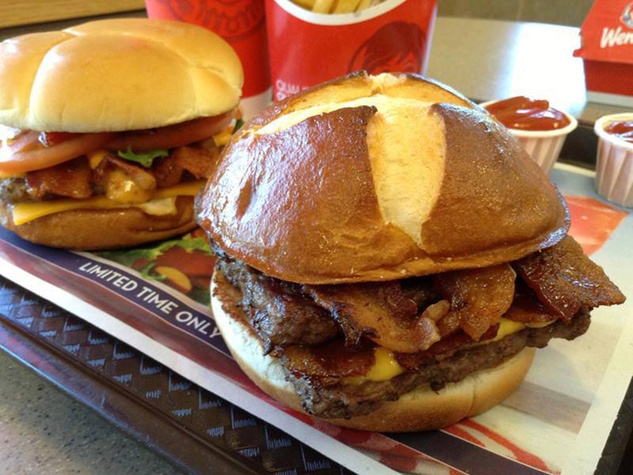 Wendy's pretzel bacon cheeseburger