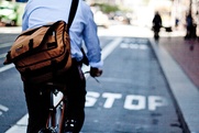 Man biking to work 