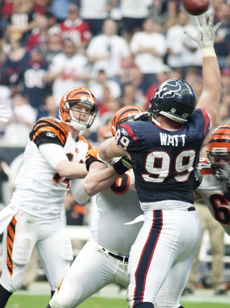 J.J. Watt hands up