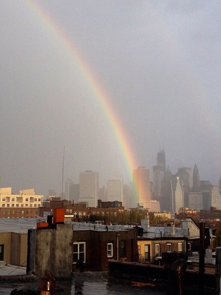 Hurricane Sandy, rainbow, lower Manhattan, October 2012