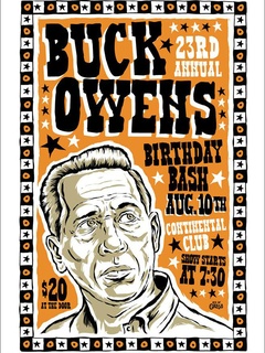 poster Buck Owens birthday bash at continental club for HAAM