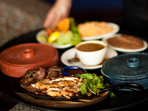 Molina's, fajitas, beans, tortillas