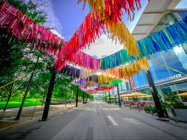 Houston, Discovery Green, Arcade art installation, August 2017