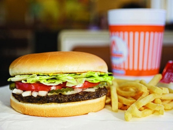 Whataburger, hamburger burger, french fries