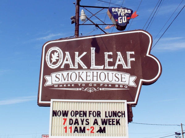Oak Leaf Smokehouse, February 2013, sign