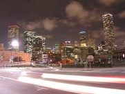 Houston skyline downtown at night