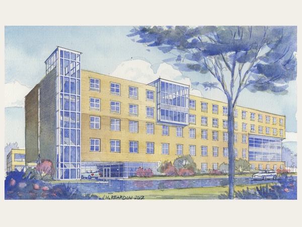 Houston Hope Lodge, rendering, watercolor