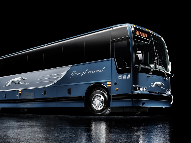 Slideshow Bus fight Greyhound tries to run over Megabus with new