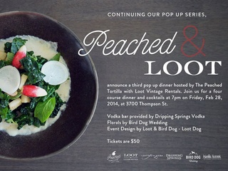 invite for Peached Tortilla pop-up dinner at Vintage Loot