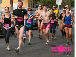 Participants in the annual Thong Jog of Austin