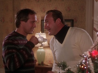 Clark Griswold and Cousin Eddy, Chevy Chase and Randy Quaid in National Lampoon's Christmas Vacation